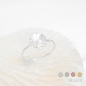 〖 花見 〗迷你海水珍珠櫻花925純銀戒指