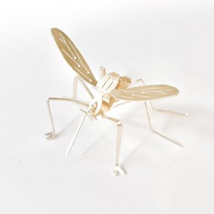 蚊子 - 黃銅昆蟲玻璃瓶擺設