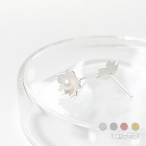 〖 花見 〗5A淡水珍珠純銀櫻花耳環